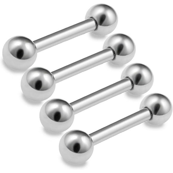 4pcs 16g Barbell Cartilage Earring Stud Vertical Anti Tragus Triple Forward Helix Bar Surgical Steel Lobe 4mm Ball - 8mm