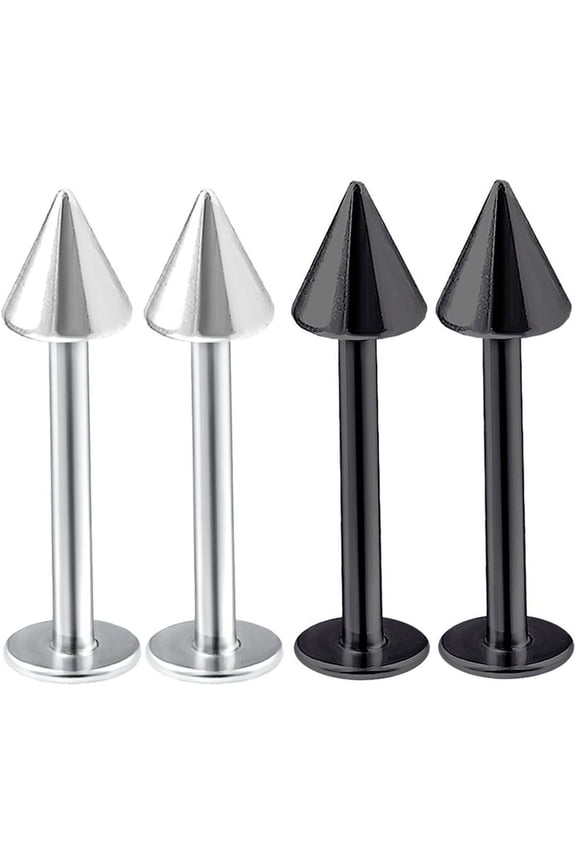4pcs 16g Labret Stud Lip Ring Cartilage Tragus Snakebite Monroe Triple Forward Helix Conch Medusa Lobe Black Spike Pick Size