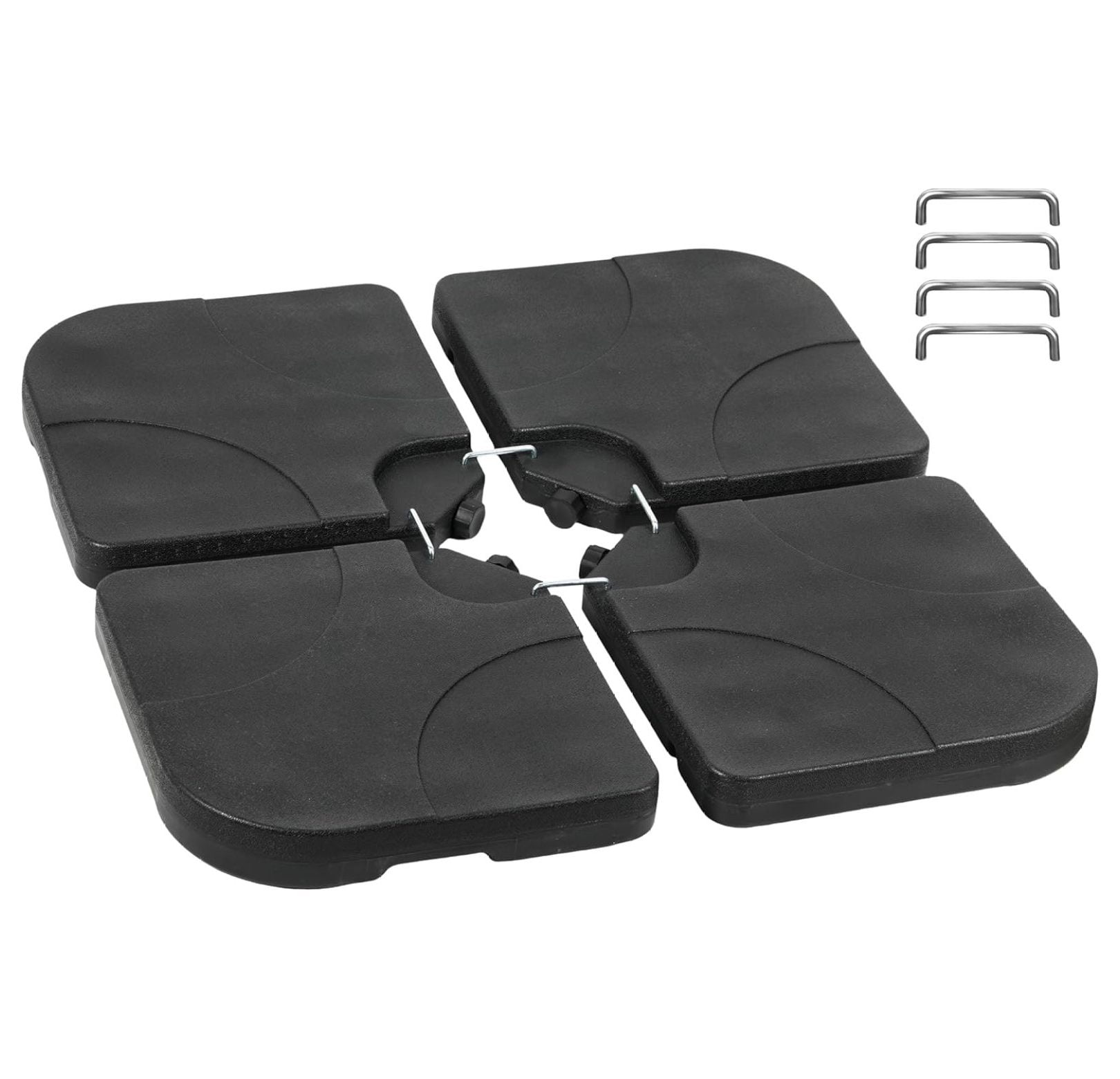 4pcs 176lb Capacity Cantilever Offset Patio Umbrella Base Plate Locking for Water or Sand, Black