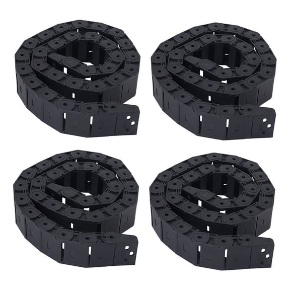 4pcs 18mm x 37mm Black Flexible Semi Enclosed Cable Drag Chain 1M 39.4 inch