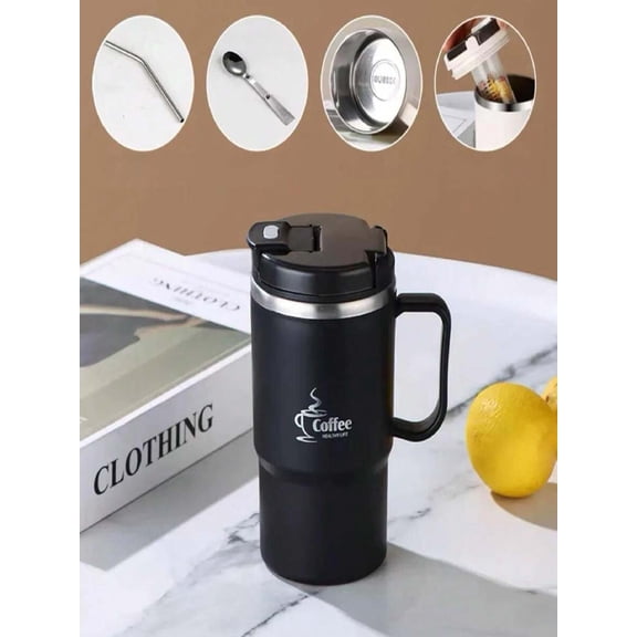 4pcs, 19oz 550ML Large Capacity 304 Stainless Steel Mug Tea Filter Double Layer Anti-Scald Office Drinking Cup Gift Cup