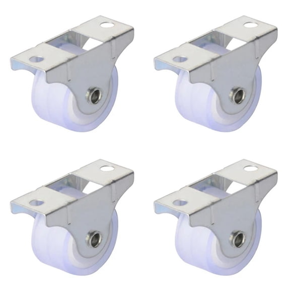 4pcs 1Inch Directional Silencer Wheels Thicker Flat Plate White Rail Fixed Casters Smoothly Furniture Flight Box Lugga Trolley