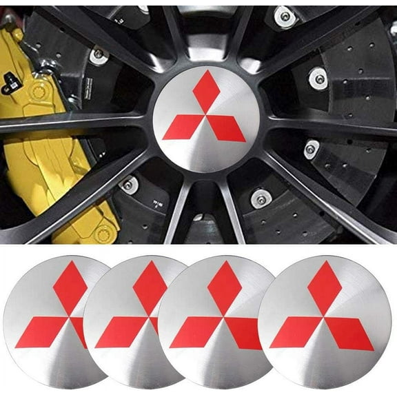 4pcs 2.22inch Car Logo ABS Material Wheel Center Cap Sticker Wheel Emblem Badge Logo Stickers (fit Mitsubishi Silver) Eclipse Evolution Mirage Montero