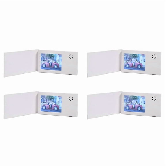 4pcs 2.4inch Birthday White Video Book Card 128MB Lcd Invitation Gift Music Greeting Card Upload Video Lcd Greeting Card