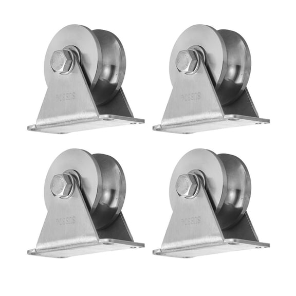 4pcs 2.5 Inch V Groove Track Roller, 304 Stainless Steel Wheel Casters V Shape Sliding Gate Rollers for V Track, Sliding Doors