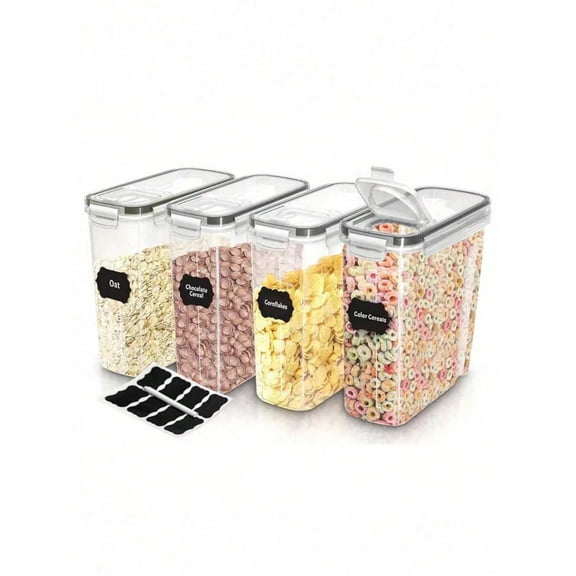 4pcs/2.5L Closed Food Storage Container With Lid, Plastic Kitchen Storage Room Organization And Storage