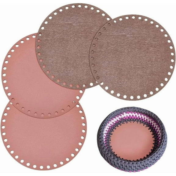 4pcs 2 Colors Wood Crochet Basket Base 8.9 Inch Basket Bottoms Natural Wood Round Bag Bottom Shaper