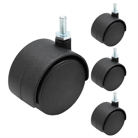 4pcs 2 Inch Swivel Caster Wheels, M6 Threaded Stem Caster Wheels, Heavy Duty Casters, Black Nylon Wheel Replacement for Furniture, Table, Cabinet, Shelf