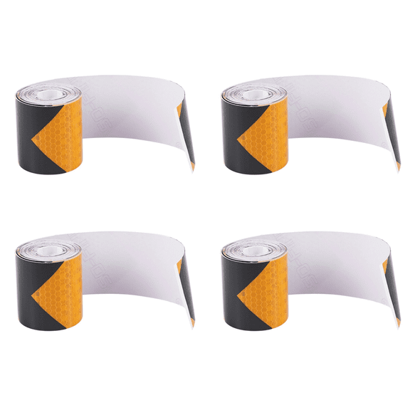 4pcs 2 Inch X10Ft 3 Meters Night Reflective Safety Warning Tape Strip Sticker Black Yellow