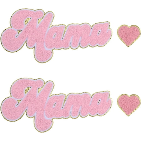 4pcs 2 Styles Mama Iron on Patch Mama Chenille Letter Patch Mother's Day Theme Embroider Thread Iron on Patches for DIY
