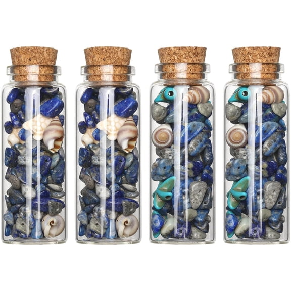 4pcs 2 Styles Transparent Glass Wishing Bottle Decoration Mini Glass Bottles Decorative Bottle Ornaments for DIY Raw Stones and Crystals Home Display Decoration 31inch Colorful
