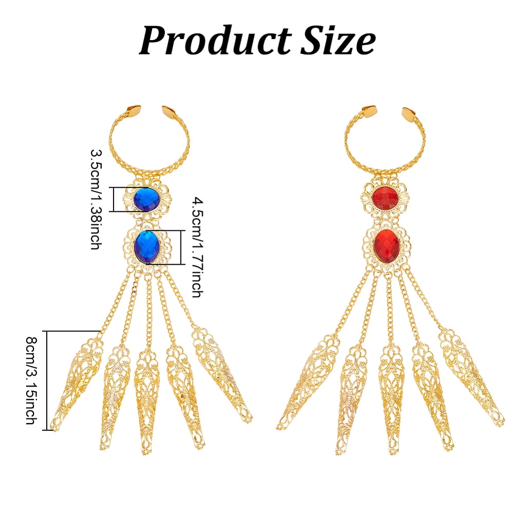 4pcs 2 colors Acrylic Oval Full Hand Ring Bracelet Golden Alloy Open ...