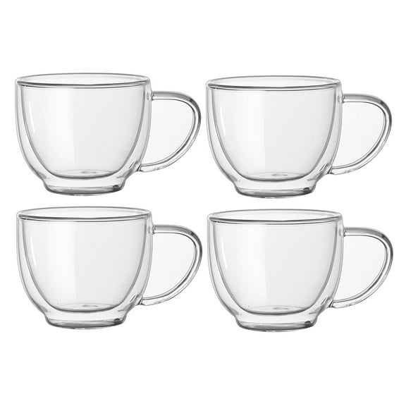 4pcs 200ml Double Glass Coffee Mug Heat Resistant Tea Cup for Hot Drinks