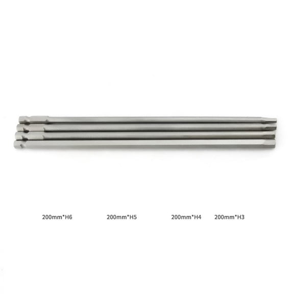 4pcs 200mm Hex Shank Magnetic Screwdriver Bits Set, Alloy Steel 3mm 4mm 5mm 6mm Heads for Electric Screwdrivers, Cordless Drills and Wrenches, Silver