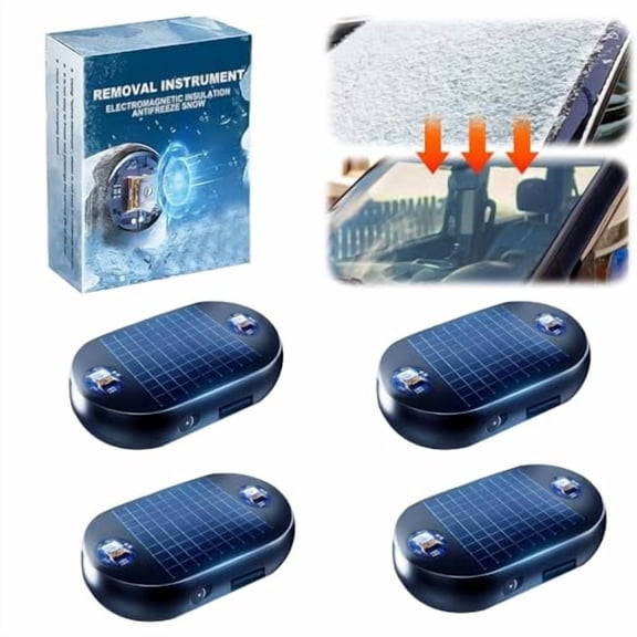 4pcs 2026 New Solar Anti-Freeze Electromagnetic Car Snow Removal DeviceMagic Car Defroster Snow Remover for Cars Ice Scraper Fast and Efficient Vehicle Microwave Deicing Instrument for Ice Scrapin