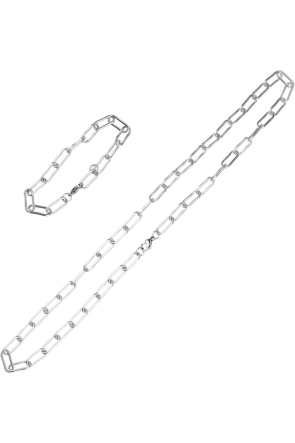 4pcs 21.5cm Paperclip Chains Stainless Steel Cable Chains Drawn Elongated Cable Chain with Lobster Clasps