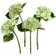 4pcs 21" Faux Green Hydrangeas Artificial Flowers, Real Touch Silk