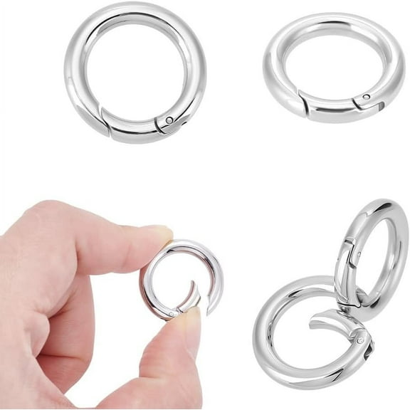 4pcs 24mm Spring Gate Rings Stainless Steel Spring Ring Clasps Closed Ring Clasps O Rings Clasp Connector Findings for DIY Jewelry Making Stainless Steel Color Inner Dia 16mm