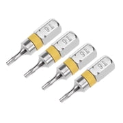 4pcs 25mm 1/4" Hex Shank T6 Security Torx Screwdriver Bits S2 Alloy Steel