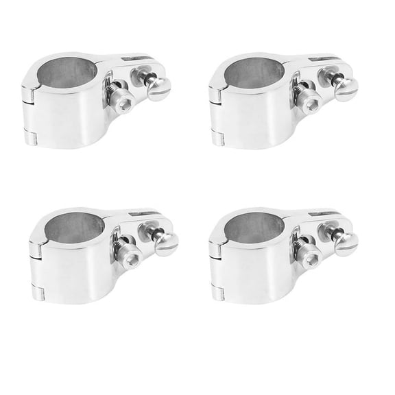 4pcs 25mm Fitting Boat Bimini Top Hinged Jaw Slide 316 Stainless Steel with 8 Screws Easy Install,4 x Mount Hinge,silver