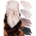 thumbnail image 1 of 4pcs 27” Women Solid Color Square Headscarf Satin Silk Head Scarf Lightweight Cozy Bandana for Sleeping, 1 of 8