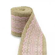 4pcs 2M*6CM Burlap Pink Lace Craft Ribbon for Craft Wedding Home Decor (Pink)