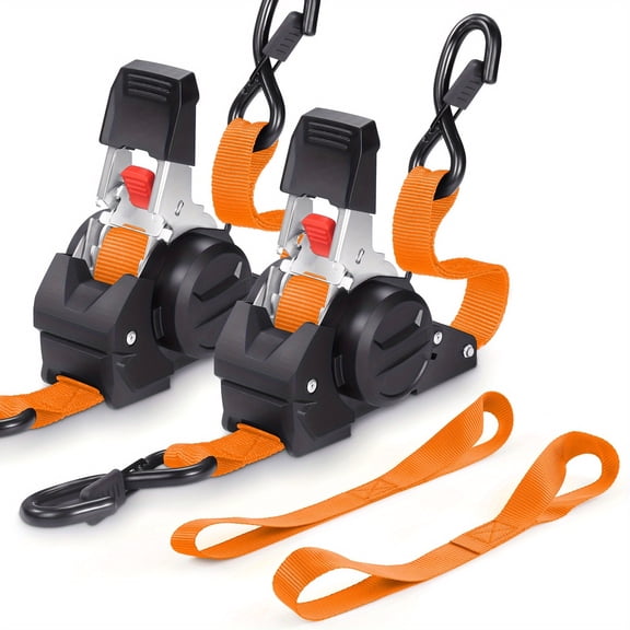4pcs/2pcs Retractable Ratchet Straps, 10 Feet Heavy Duty Auto Self Retracting Tie Down Straps - Cargo Straps For Truck, Cargo Trailer, Motorcycle, Moving, Appliances