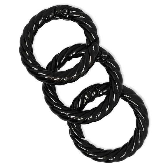 4pcs 3/4inch Inner Diameter Twisted Spring O Rings,Metal Spring O Rings Buckles,Diy Accessories Spring Keyring Buckle For Keychains,Purse, Bag And Handbag(Black)