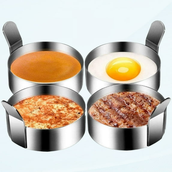 4pcs 3.5 Inch Round Stainless Steel Pancake Rings Egg Rings, Non-stick Fried Egg Mold, Pancake Maker Molds, Breakfast Egg Sandwich Cook Maker (3.5inch)