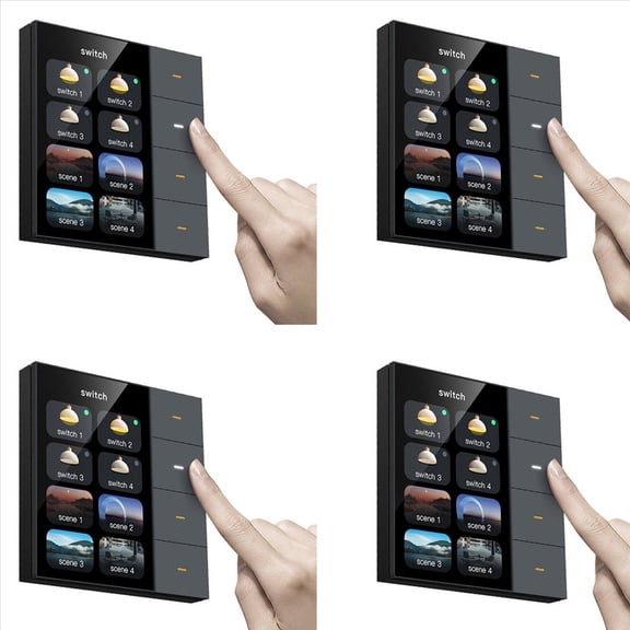 4pcs 3.5 Inch Wall Switch Touch Screen 4 Groups Switch 8-Way Scene Radar Sensor Dimming Switch Curtain Tuya Zigbee A,4 x Smart Wall Switch