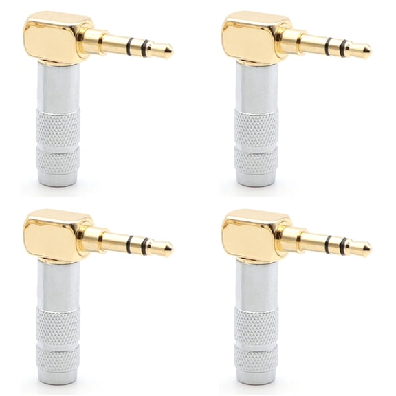 4pcs 3.5mm L Shape Jack Gold Plated 90 Degree Angle Audio Connector Audio Plug Silver
