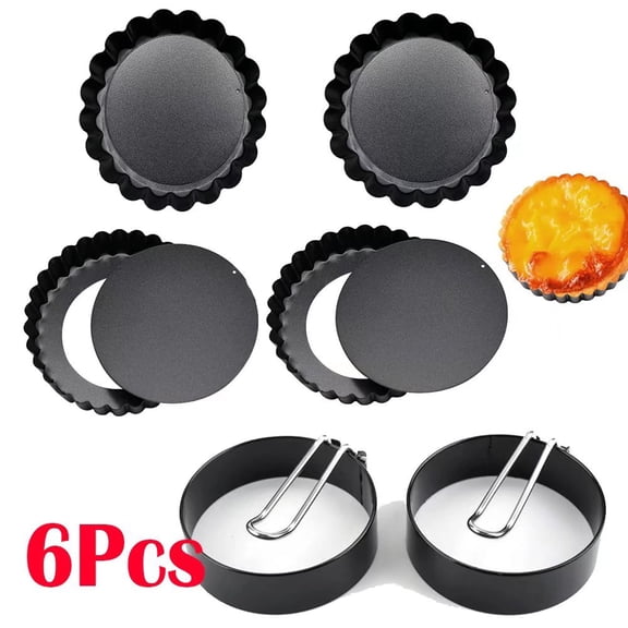 4pcs 3" Mini Fruit Tart Pie Mold 2pcs 3" Nonstick Round Fried Egg Molds