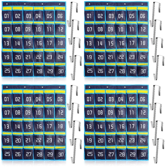 Foxnovo Hanging Pocket Chart for Classroom Phone and Headphone Storage 4Pcs