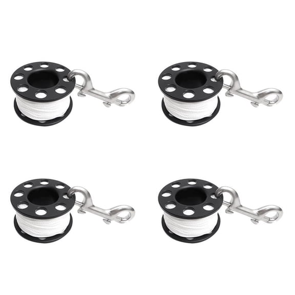 4pcs 30M Scuba Diving Spool Finger Reel with Stainless Steel Double Ended Hook SMB Equipment Cave Dive
