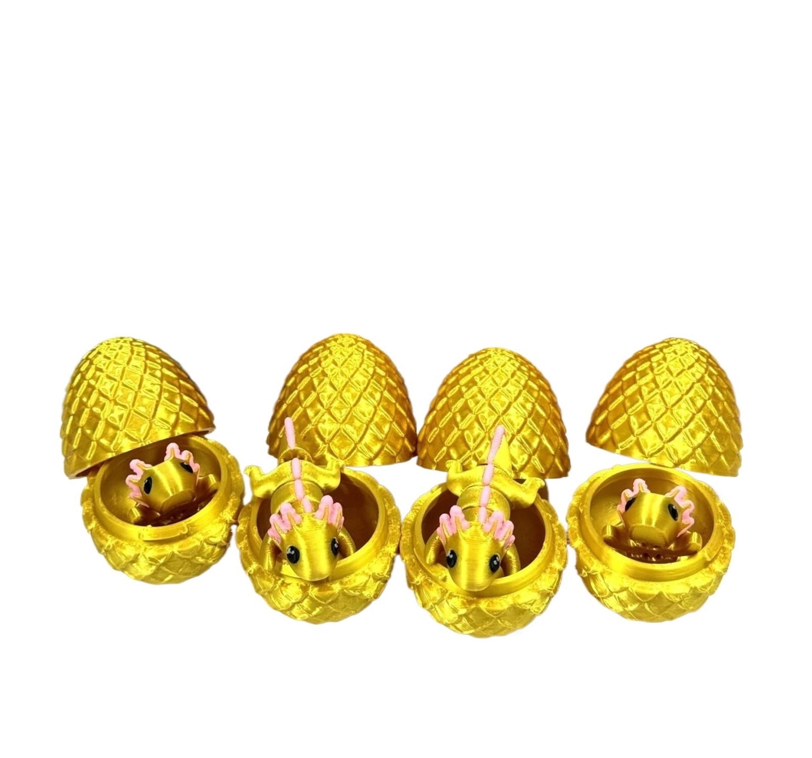 4pcs 3D Printed Articulated Golden Axolotl with Eggs, Fidget Axolotl Fidget Executive Desk  Home Decor