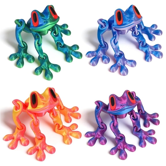 4pcs 3D Printed Magnetic Frog, Cute Frog Fridge Magnets Realistic Jointed Jumping Frog Refrigerator Magnets Creative Gift Decor for Home Office Car Kitchen