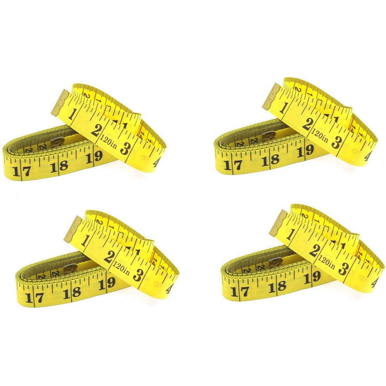 4pcs 3M Soft Sewing Ruler for Body Measuring Dressmaking Dual Side Scaled  Tailor Measure Tape 300cm/120 inch Yellow 