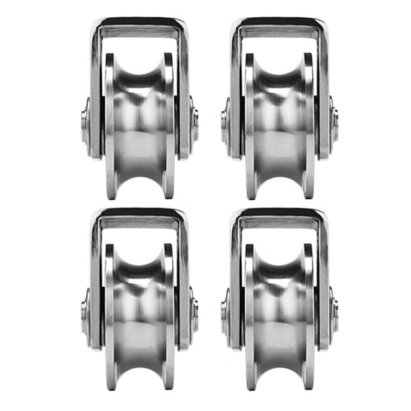 4pcs 3in 304 Stainless Steel U Groove Wheel Caster for Sliding Gate, Rolling Gate, Inverted Track, Industrial Machines