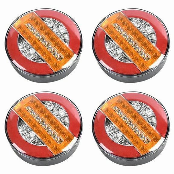 4pcs 4 Inch Trailer Dynamic Tail Light 24V LED Truck Brake Light LED Round Water Hamburger for Cars, Boats, Buses,4 x Trailer tail light,Red