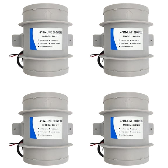 4pcs 4 Inch in-Line Blowers Boat Bilge Blower Cool Fan Marine Cabin Ventilation 12V,RV and Marine Accessories