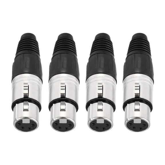 4pcs 4 Pin XLR Female Connector, Microphone Audio Cable Plug Mic Socket,Silver