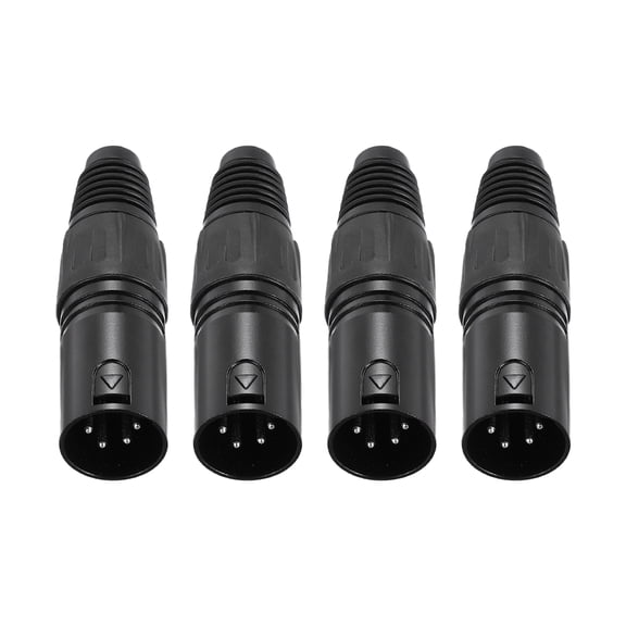 4pcs 4 Pin XLR Male Connector, Microphone Audio Cable Plug Mic Socket,Black