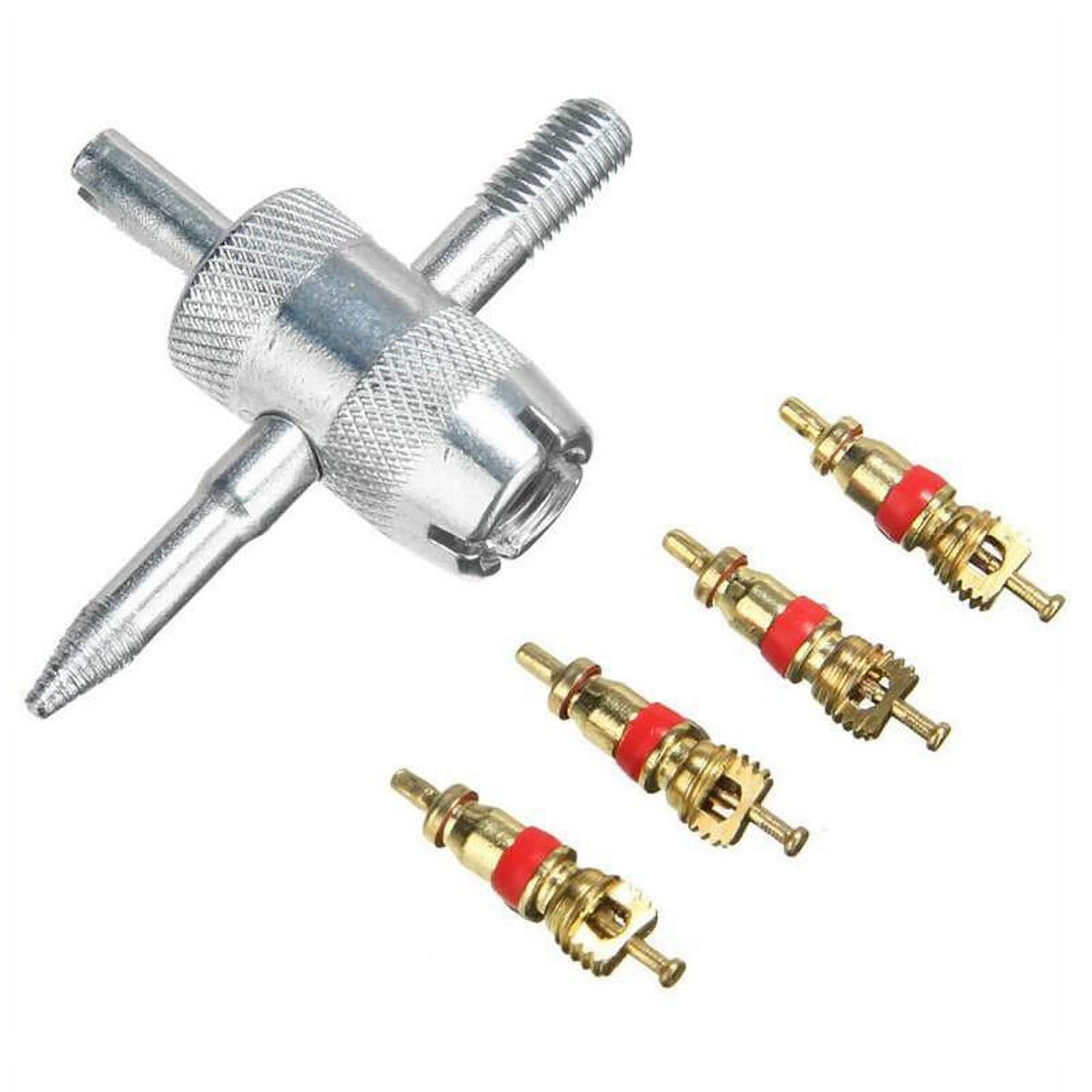 Cal-Hawk 4-Way Tire Valve Stem Core Tool - 4 Pack For Bikes, Cars, Lawn Mowers & More