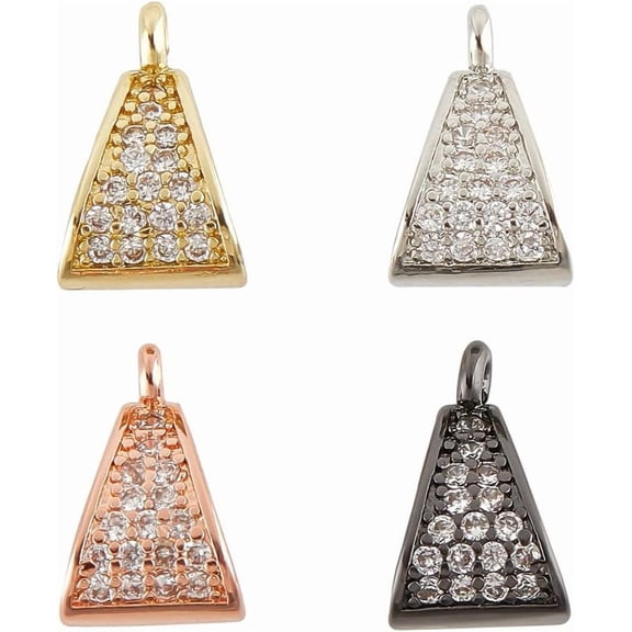 4pcs 4 colors Brass Micro Pave Cubic Zirconia Tube Bails Triangle Mixed color 11.5x7.5x6mm Hole: 1mm Inner Diameter: 6.5x3.5mm 1pc/color