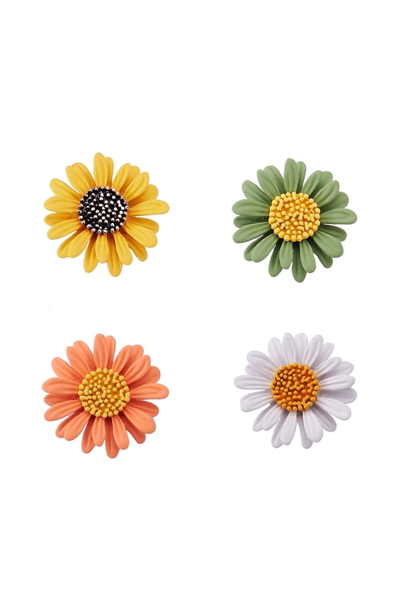 4pcs 4 colors Zinc Alloy Brooches Enamel Pin Daisy Mixed color 33.5x32x12mm Pin: 0.7mm 1pc/color 1box