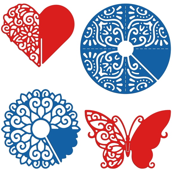 4pcs 4 style Carbon Steel Cutting Dies Stencils for DIY Scrapbooking/Photo Album Decorative Embossing DIY Paper Card Matte Platinum color Heart