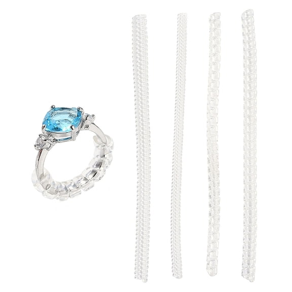 4pcs 4 styles Plastic Spring Coil Invisible Ring Size Adjuster Flat/Round Clear 10x0.35-0.5cm 1pc/style