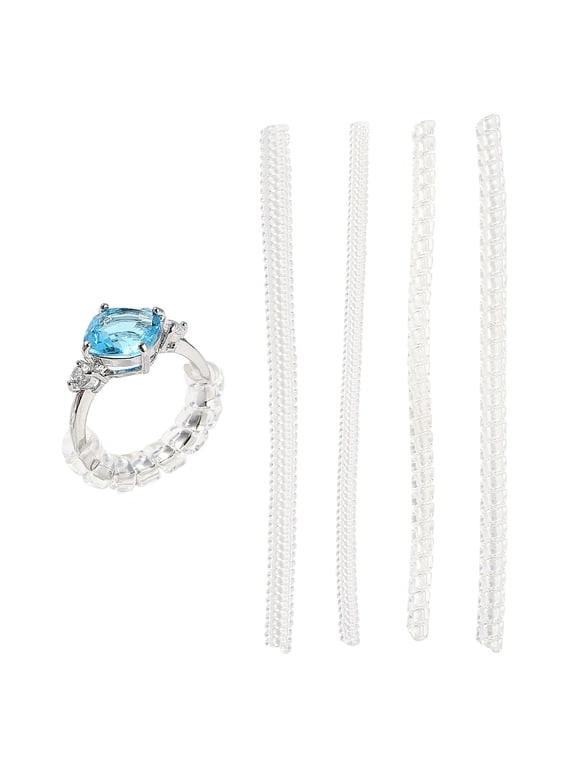 4pcs 4 styles Plastic Spring Coil Invisible Ring Size Adjuster Flat/Round Clear 10x0.35-0.5cm 1pc/style