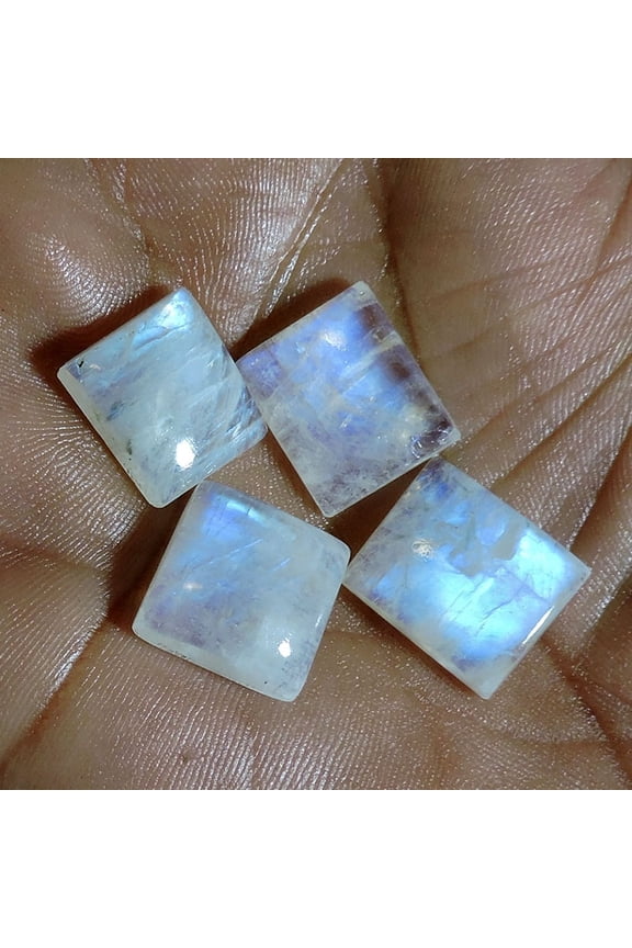 4pcs 40.00Cts Natural Blue Fire Rainbow Moonstone Octagon Cabochon Gemstone