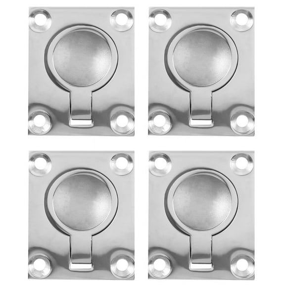 4pcs 48 x 38mm Boat Locker Hatch Latch Cabinet Flush Mount Ring Pull Handle Marine Surfing Hardware 316 Stainless Steel,4 x Boat Hatch Handle,Silver